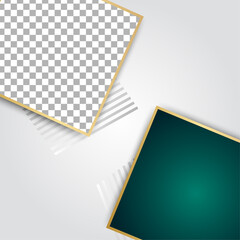 Frame square transparant green gold colorful sale post design template background