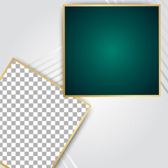 Frame square transparant green gold colorful sale post design template background