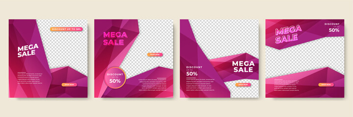 Gradient shape pink colorful sale post design template background