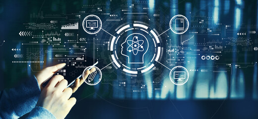 Online education concept with person using a smartphone