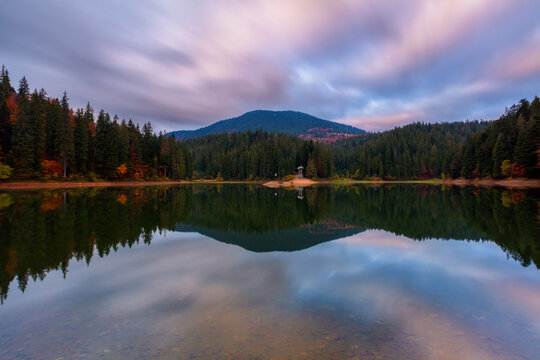 Synevyr Lake at sunset