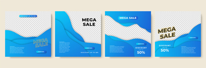 Modern bloob transparant blue colorful sale post design template background