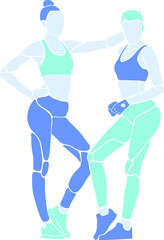 two sporty womans illustration