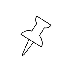 Push Pin Icon  in black line style icon, style isolated on white background