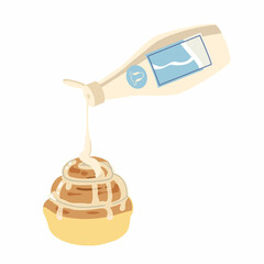 シナモンロールに練乳をかける　線無し