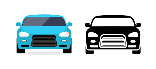 Fototapeta Car front view vector flat icon. Car parking cartoon front design shape obraz