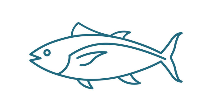 Tuna fish logo icon outline illustration. Salmon tuna fish line icon seafood logo