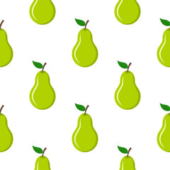 Pear cute vector pattern fruit illustration seamless background