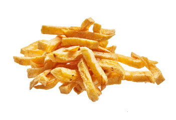  Bunch of french fried potatoes isolated over white background