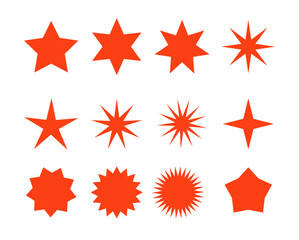 Retro stars sunburst vector badge sticker. Sale red round burst star circle label flash symbol