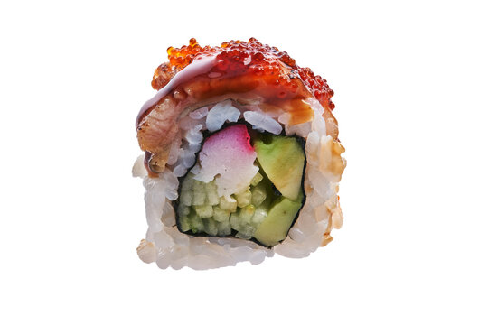  SIngle uramaki sushi isolated over white background