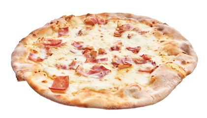 Single carbonara italian pizza isolated over white background