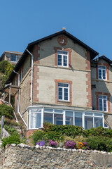 Fototapeta na wymiar Close-up of house on hill near Ventnor beach in Isle of Wight, United Kingdom