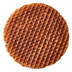  Single delicious waffle isolated over white background