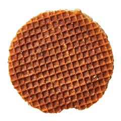  Single delicious waffle isolated over white background