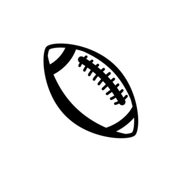 Rugby ball vector line icon. Football american league logo isolated oval cartoon ball flat design