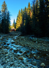 River in the mountain at sunrise