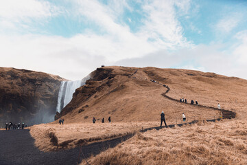 Skogafoss Waterfall in Iceland and the surrounding area