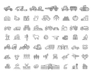 Set of Agriculture and Farming Line Icons