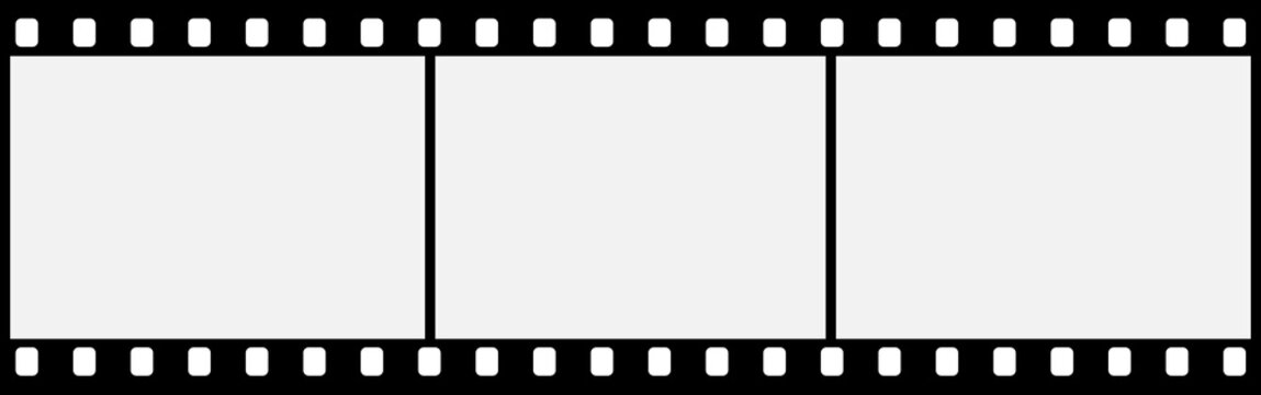 Film strip vector photo frame tape background. Film reel video camera icon