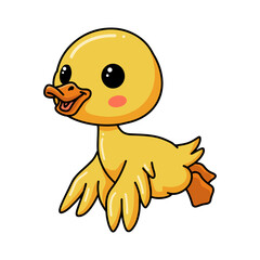Cute little duck cartoon flying