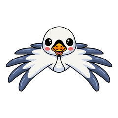 Cute little goose cartoon flying