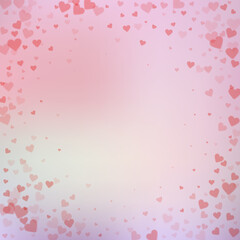 Red heart love confettis. Valentine's day vignette