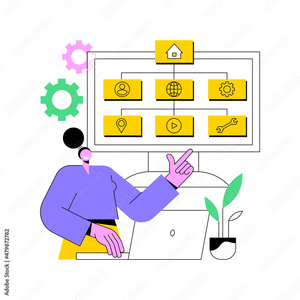 Poster sitemap creation abstract concept vector illustration. web development, website optimization, sitema