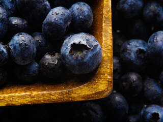 Macro photography. Blueberry. Large blue berries. Freshness, healthy tasty food, antioxidant, cooking, ingredient for preparing various dishes. There are no people in the photo. Advertising.