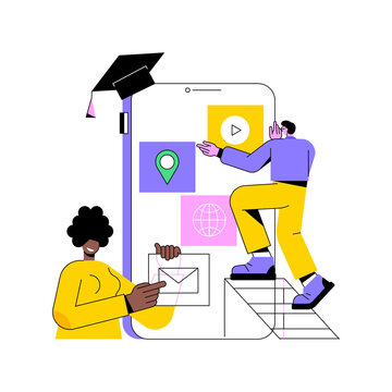 Mobile app development courses abstract concept vector illustration. Frontend courses, become a junior APP developer, IT company jobs, interactive environment applications abstract metaphor.
