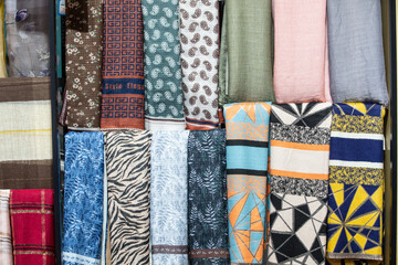 Beautiful scarves, neatly placed together