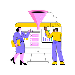 Business intelligence dashboard abstract concept vector illustration. Business analytics tool, information management tool, track KPI metrics, performance data visualization abstract metaphor.