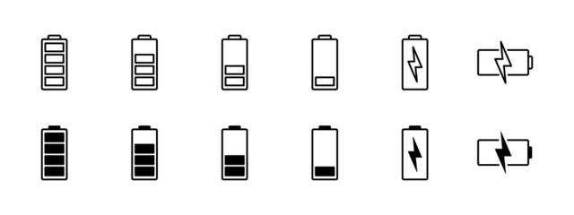 Battery icons set. battery Charging sign. battery charge level
