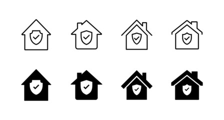 home insurance icons set. home protection sign and symbol