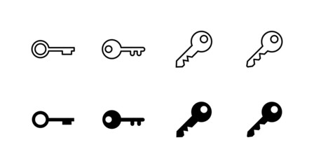 Key icons set. Key sign and symbol.