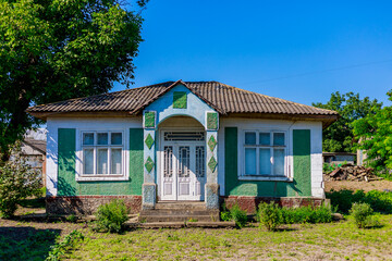 Ruined and abandoned rural house. The concept of a dying village and global urbanization....