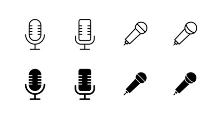 Microphone icons set. karaoke sign and symbol