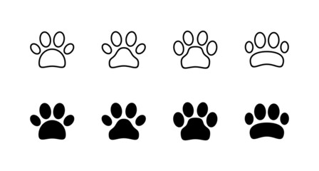 Fototapeta na wymiar Paw icons set. paw print sign and symbol. dog or cat paw