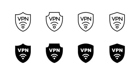 Vpn icons set. Private network sign and symbol. virtual private network icon.