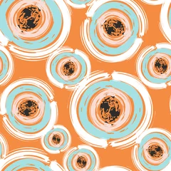 Cercles muraux Orange Modèle abstrait sans couture avec coup de pinceau et marqueur. Formes, marques et lignes dessinées à la main. Fond coloré créatif. Illustration vectorielle