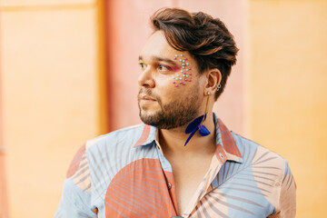 Portrait of a Brazilian man during a carnival block