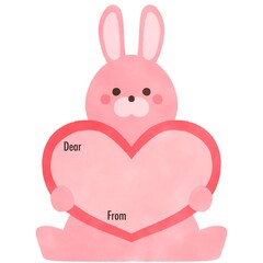 バレンタイン うさぎのメッセージカード イラスト素材