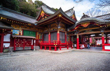 Main building to pray for Buddism in one of the famous temple in Japan, Yutoku Inari Shrine