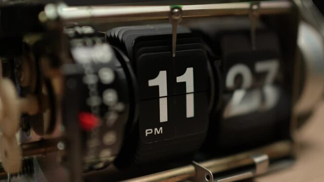 Analogue Flip Clock Timelapse Time Passing Numbers Flipping Closeup