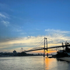 Fototapeta na wymiar bridge at sunset of Florianópolis Brazil