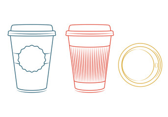 Coffee Cup. Vintage Colors Icon or Template.