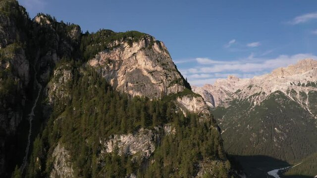 4K drone view of Italian alps (Dolomites), a popular tourist destination