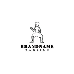 Obraz premium karate character logo icon cartoon design template black isolated vector illustration