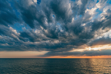 Sunset view of the sea at summer time.