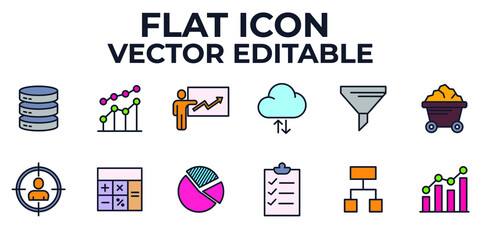 Data analysis, statistics elements set icon symbol template for graphic and web design collection logo vector illustration